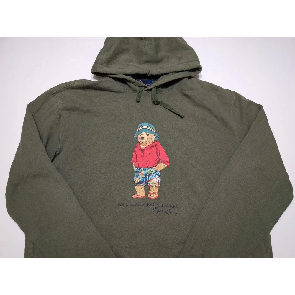 POLO RALPH LAUREN Beach Bear Pullover Hoodie Jacket Olive Green XLT XL Tall